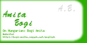 anita bogi business card